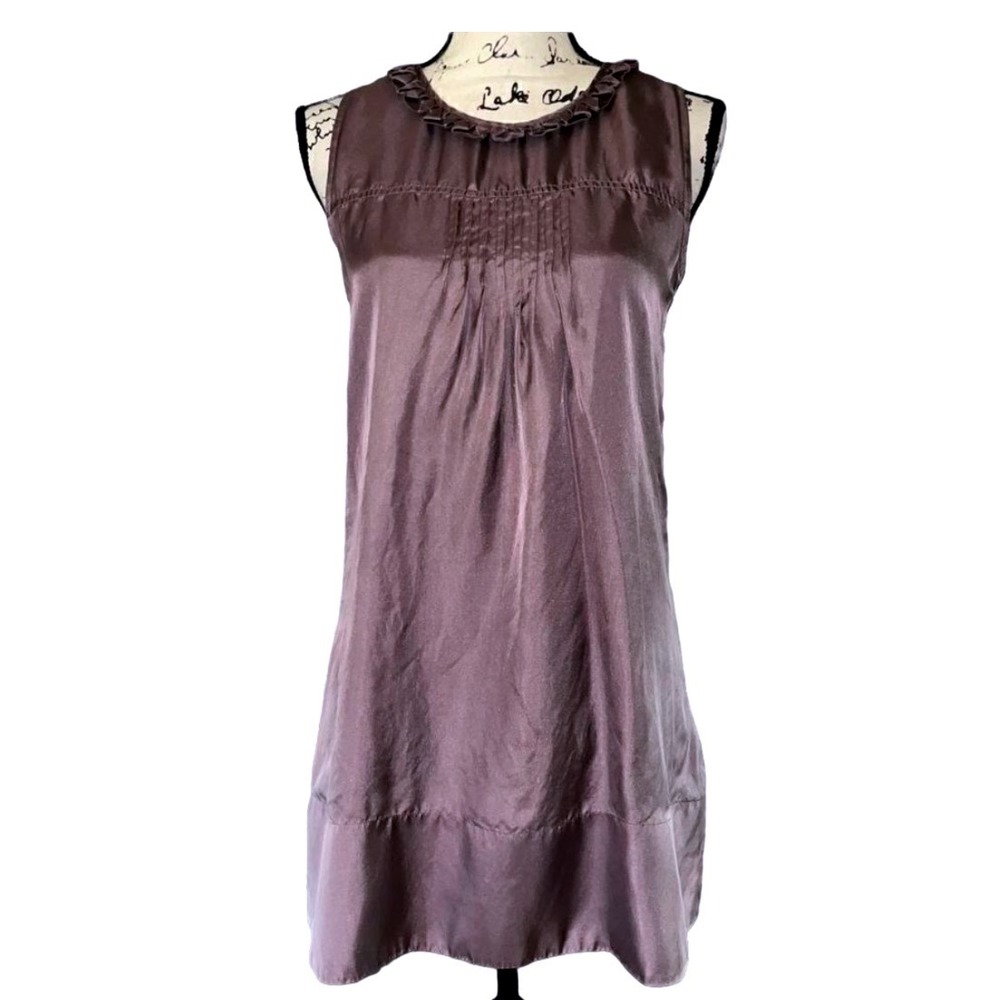 Trinity Silk‎ Dress Ruffled Neckline Pleated Front